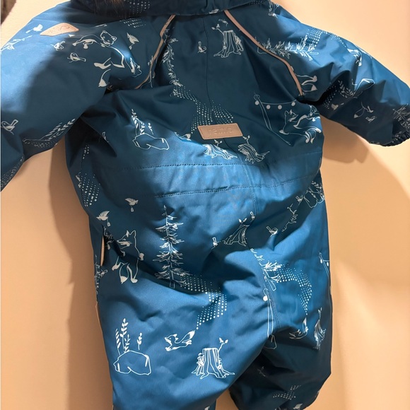 Reima Baby Girl Blue Animal Print Waterproof Snow Suit with Fur Hood, 9-12 Month - Picture 6 of 8